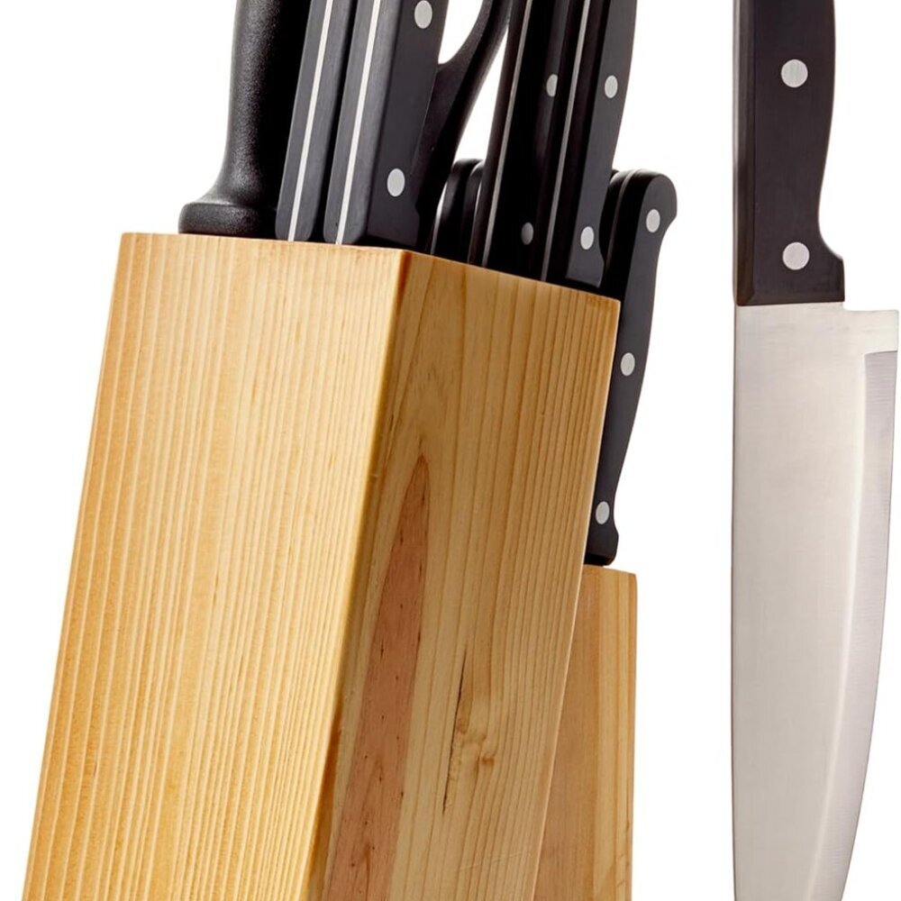 14-Piece High Carbon Stainless Steel Kitchen Knife Set with Sharpener and Pinewo